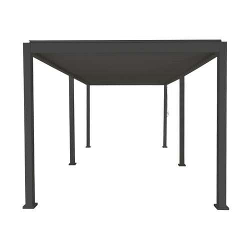 Nova Titan Aluminium Pergola 6m x 3m Rectangular with Glass sliding Doors - Grey