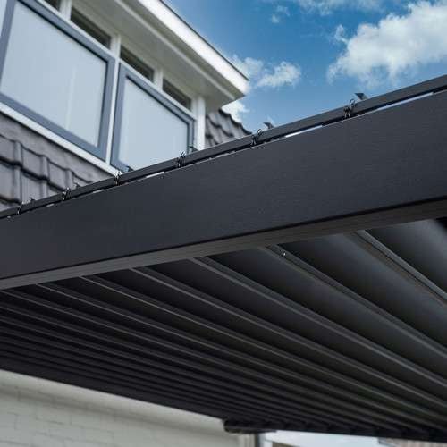 Nova Aluminium Wall Mounted Pergola - 3m x 3m Square - Grey