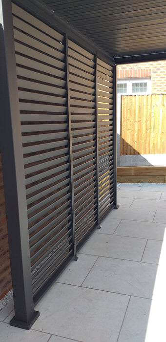 1m Aluminium Side Wall With Adjustable Louvres for 3m Titan Pergola - Grey