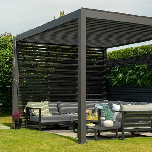 1m Aluminium Side Wall With Adjustable Louvres for 3m Titan Pergola - Grey