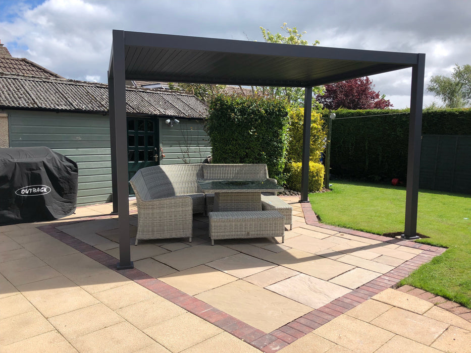 Nova Titan Aluminium Pergola 4m x 3m  with Glass Sliding Doors - Grey