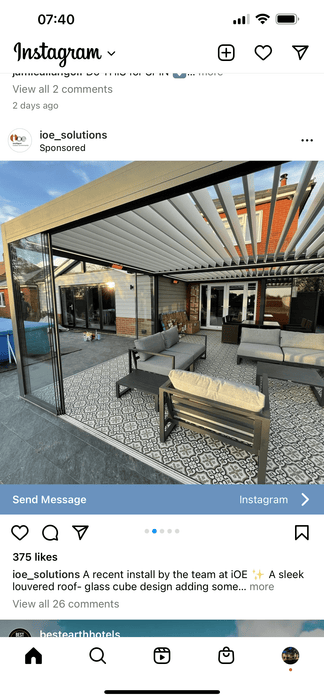 Nova Titan Aluminium Pergola 6m x 3m Rectangular with Glass sliding Doors - Grey