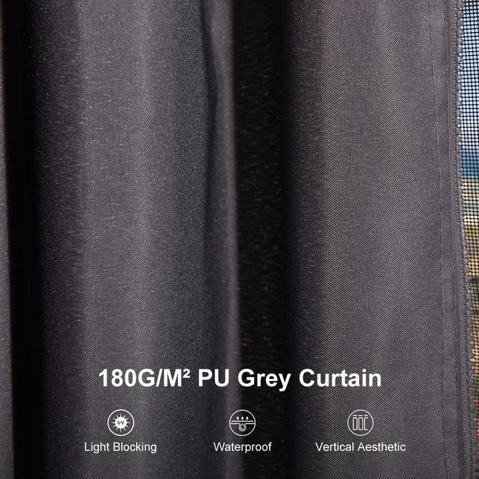 Modern Gazebo Grey Hardtop Galvanized Steel Double Roof White Aluminum Poles with Curtains and Netting