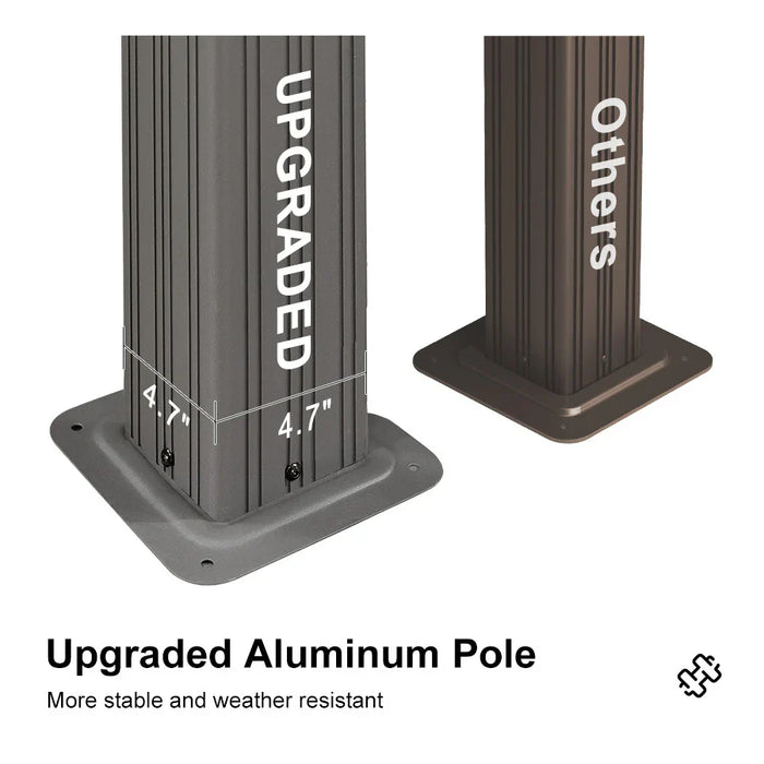 Patio Gazebo for Pool Light Grey Hardtop Galvanized Steel Roof with String Lights - Clear