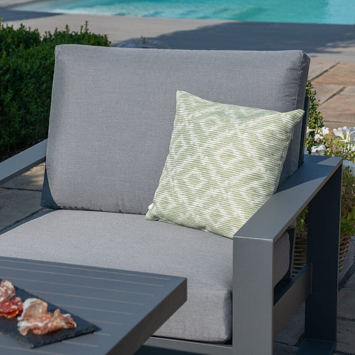 Maze - Amalfi 2 Seat Aluminium Sofa Set with Rising Table plus Armchairs & Footstools - Grey
