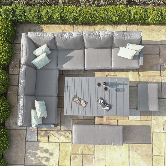 Maze - New York Aluminium Corner Dining Set with Rising Table - Dove Grey