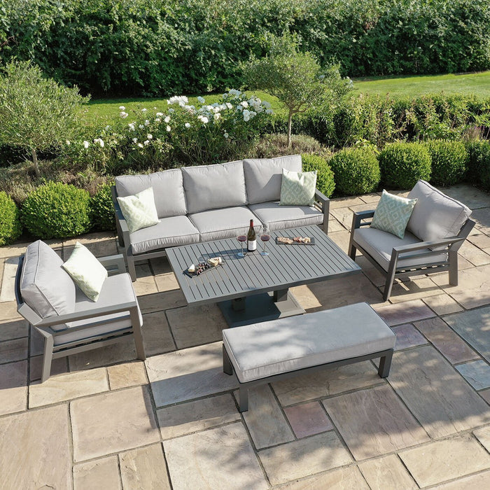 Maze - New York 3 Seat Sofa Aluminium Sofa Set with Rising Table - Dove Grey
