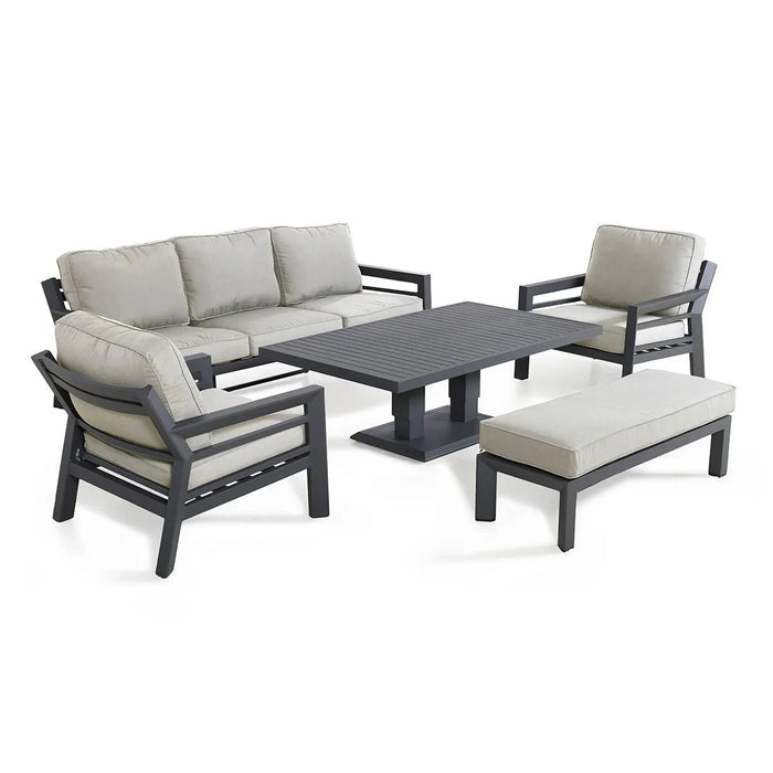 Maze - New York 3 Seat Sofa Aluminium Sofa Set with Rising Table - Dove Grey