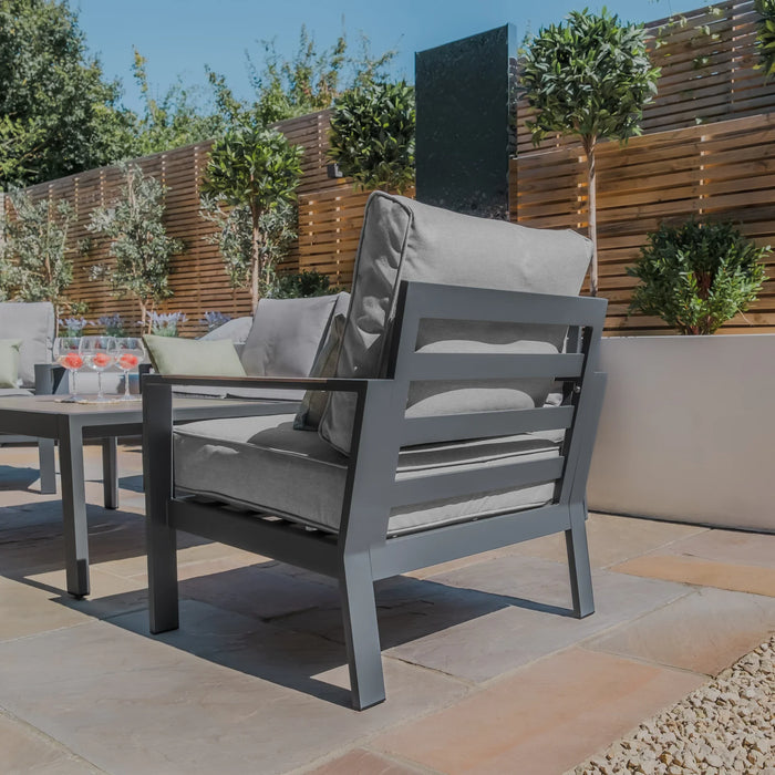 Maze - Vancouver 3 Seat Aluminium Sofa Set with Rising Table & 2 Stools - Dove Grey