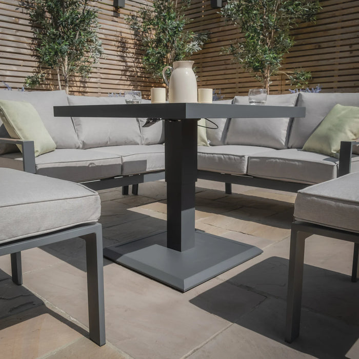 Maze - Vancouver Small Aluminium Corner Dining Set with Square Rising Table & 2 Stools - Dove Grey