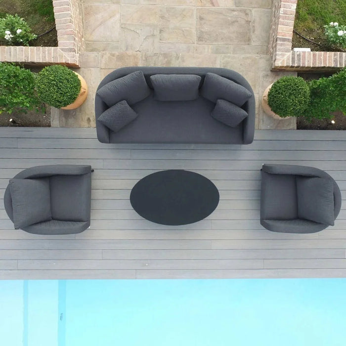 Maze - Outdoor Fabric Ambition 3 Seat Sofa Set with Oval Coffee Table - Flanelle