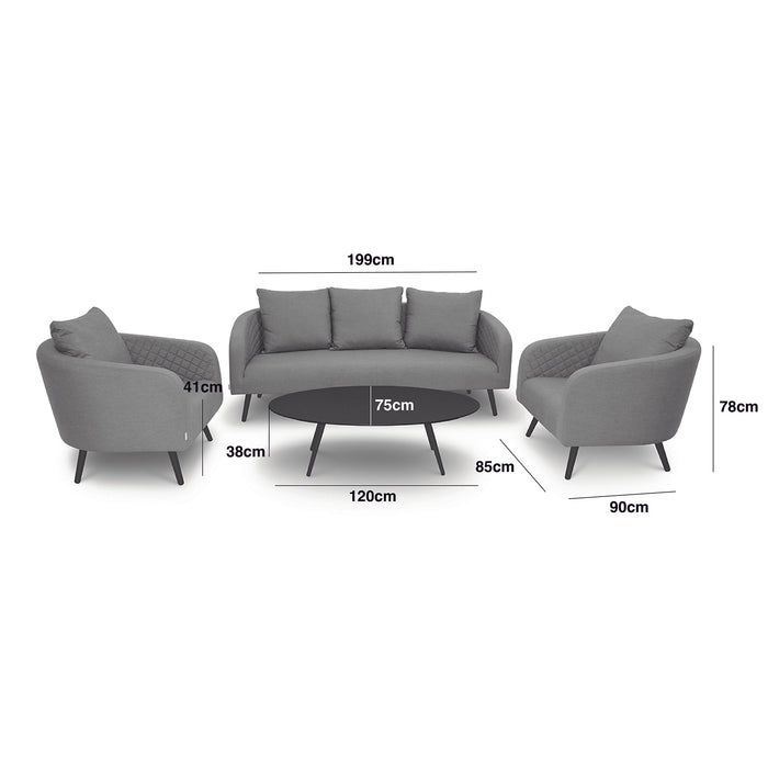 Maze - Outdoor Fabric Ambition 3 Seat Sofa Set with Oval Coffee Table - Flanelle