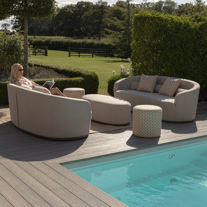 Maze - Ambition Curve 3 Seater Sofa Daybed with Footstool - Oatmeal