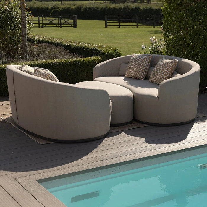 Maze - Ambition Curve 3 Seater Sofa Daybed with Footstool - Oatmeal