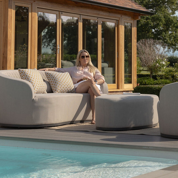 Maze - Ambition Curve 3 Seater Sofa Daybed with Footstool - Oatmeal
