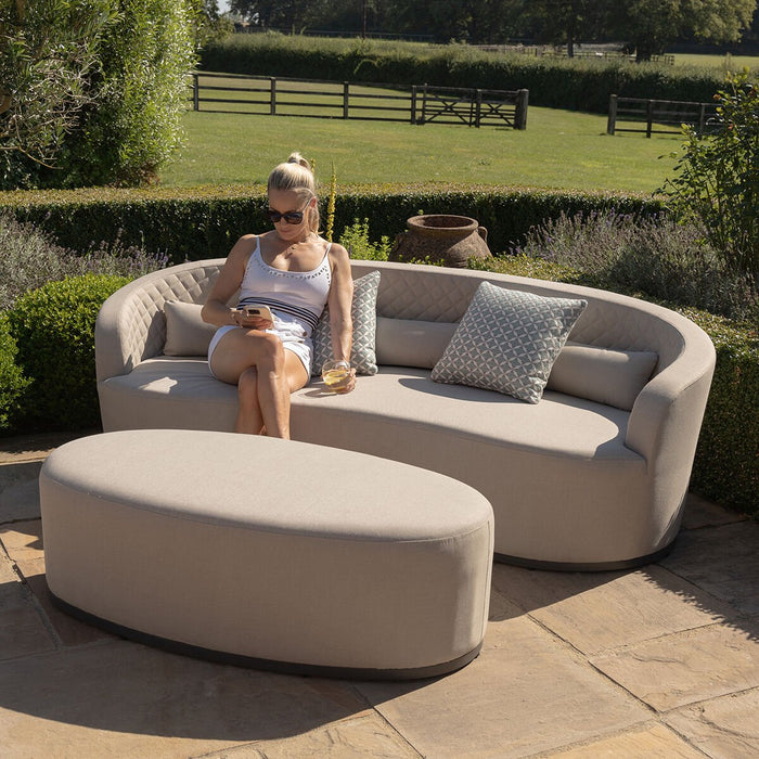 Maze - Ambition Curve 3 Seater Sofa Daybed with Footstool - Oatmeal