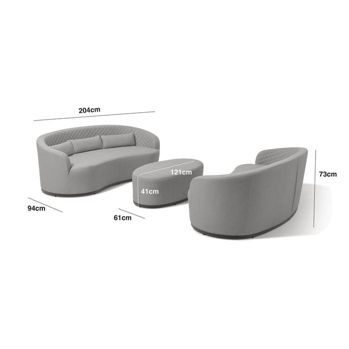 Maze - Ambition Curve 3 Seater Sofa Daybed with Footstool - Oatmeal