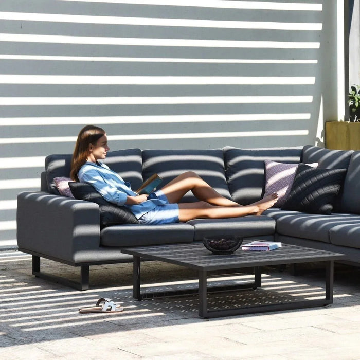 Maze - Outdoor Fabric Ethos Corner Group - Flanelle With Square Coffee Table