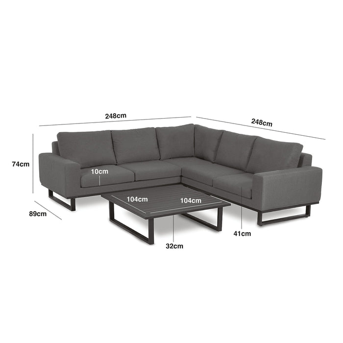 Maze - Outdoor Fabric Ethos Corner Group - Flanelle With Square Coffee Table