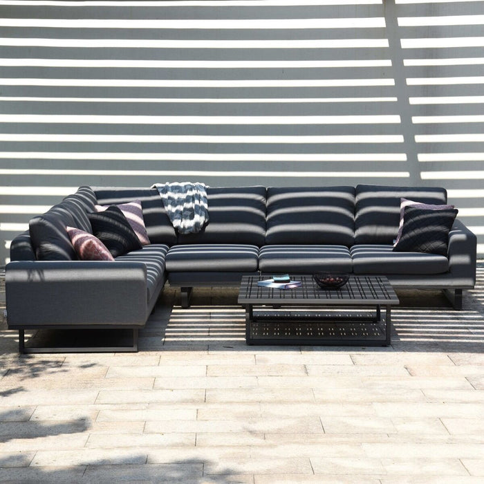 Maze - Outdoor Fabric Ethos Large Corner Group - Flanelle Grey With Square Coffee Table