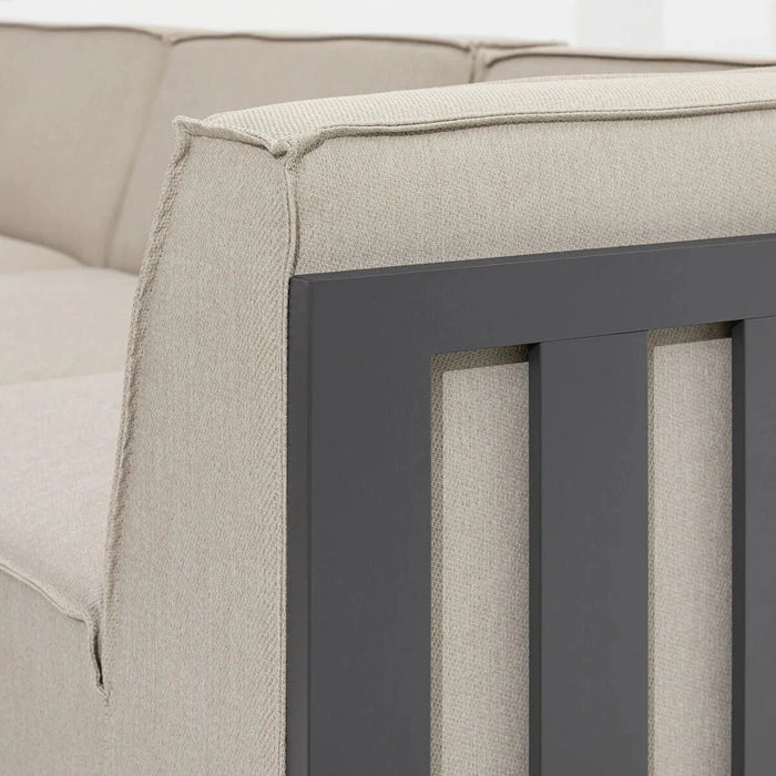 Maze - Outdoor Fabric Ibiza U Shape Sofa Set with Round Coffee Table & 3 Footstools - Oatmeal
