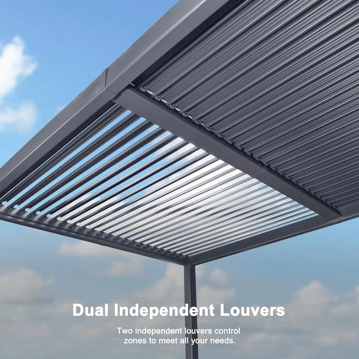Purple Leaf Louvered Pergola 10' X 14' Outdoor Aluminum Pergola Modern Patio Pergola With Adjustable Roof For Deck Garden Yard