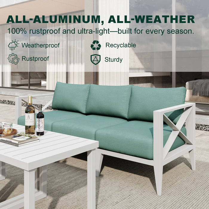 Aluminum Outdoor Furniture Set, Modern Patio Conversation Set Sectional with Coffee Table for Garden, Porch, Balcony, Yard