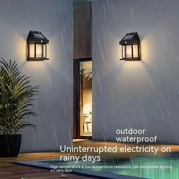 Solar Outdoor Waterproof LED Wall Light Powerful Solar Energy Lamp with Light Sensor for Garden Yard Fence House Decoration