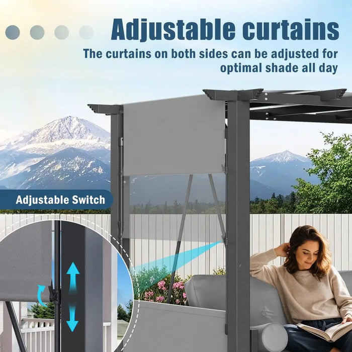 Convertible 3-Seat Outdoor Swing Bed with Canopy & Cushions