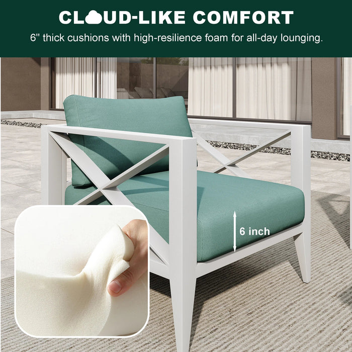 Aluminum Outdoor Furniture Set, Modern Patio Conversation Set Sectional with Coffee Table for Garden, Porch, Balcony, Yard