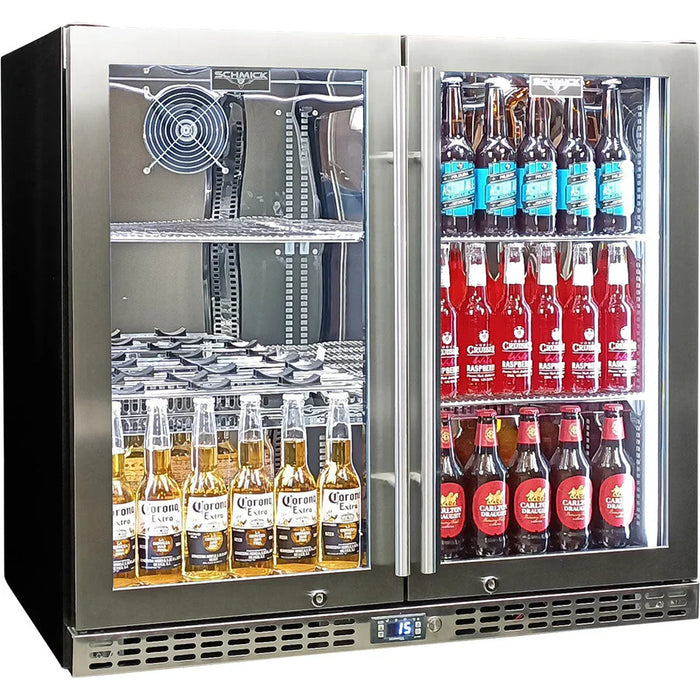 Schmick Twin Door Stainless Triple Glazed Glass Door Bar Fridge - Model SK246-SS