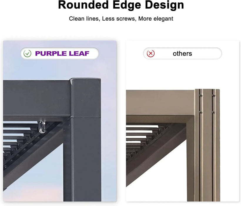 Purple Leaf Louvered Pergola 10' X 14' Outdoor Aluminum Pergola Modern Patio Pergola With Adjustable Roof For Deck Garden Yard