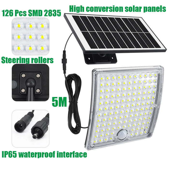 Solar Lights 126/234 LEDs Solar Security Lights Outdoor Garden Motion Sensor 3 Modes Waterproof Split Solar Flood Wall Lights