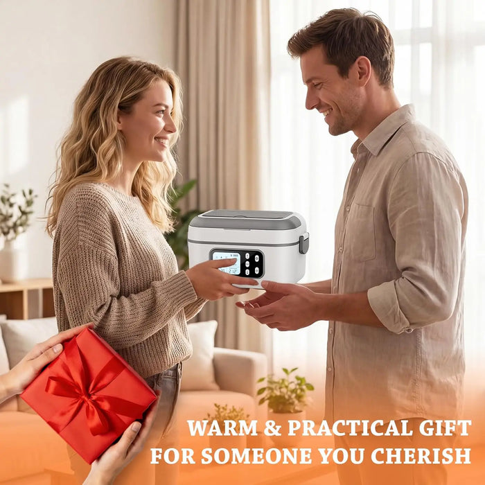 Cordless Heated Electric Lunch Box for Adults with Automatic Heating, 100W Portable Food Warmer Battery Powered with Scheduled