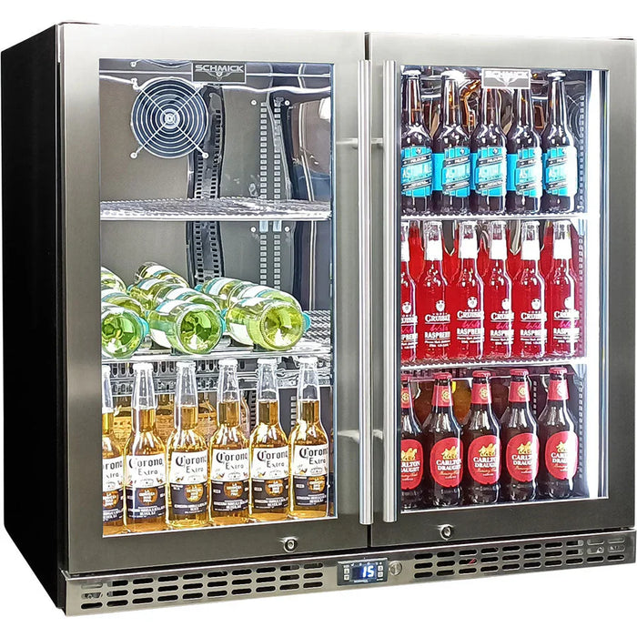 Schmick Twin Door Stainless Triple Glazed Glass Door Bar Fridge - Model SK246-SS