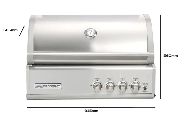 CROSSRAY 4 Burner Gas BBQ Built In BBQ and Single Fridge - TCS4FL + FRIDGE-SGL