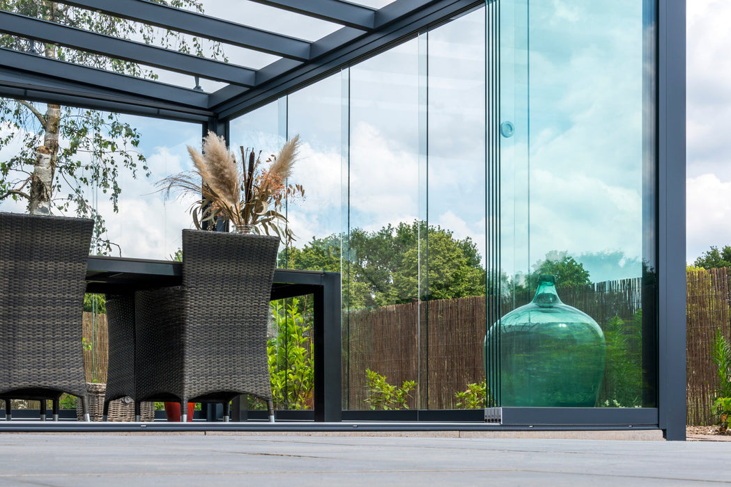 Nova Titan Aluminium Pergola 4m x 3m  optional Glass Sliding Doors - Grey