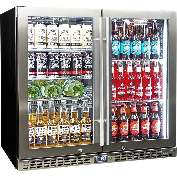 Schmick Twin Door Stainless Triple Glazed Glass Door Bar Fridge - Model SK246-SS